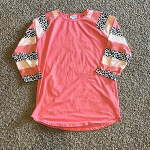 LuLaRoe Randy Size Medium Coral & Animal Print